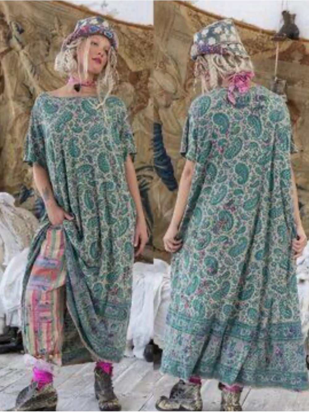 Magnolia Pearl Teal Paisley Maxi Dress